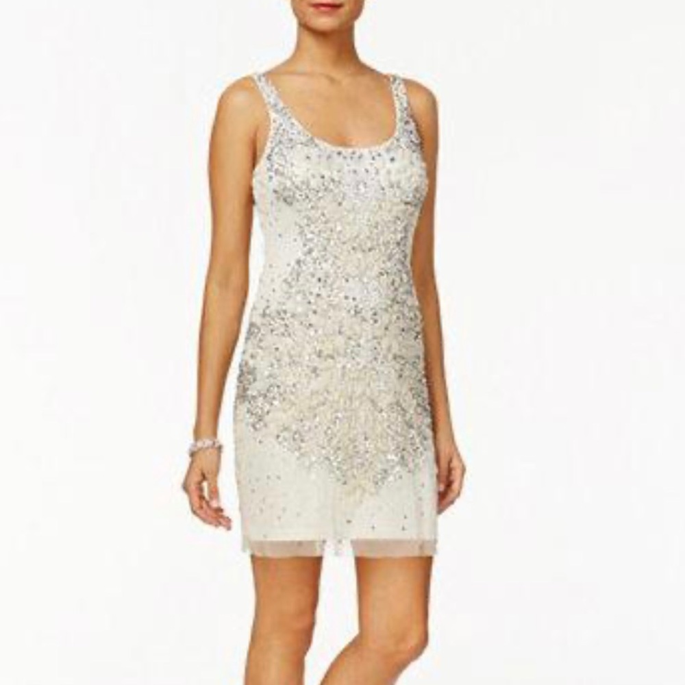 Adrianna Papell Sleeveless Embellished Scoop Cocktail Dress (Size 8)